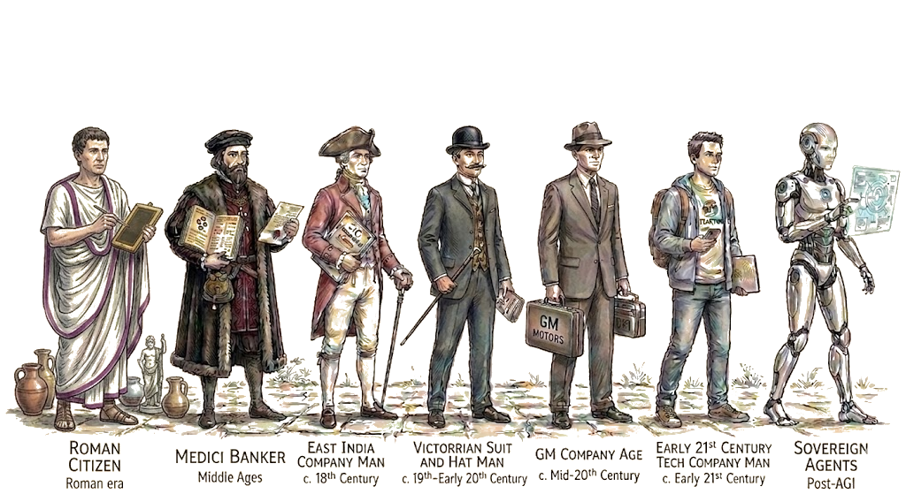 Figures from Roman era through AI age
