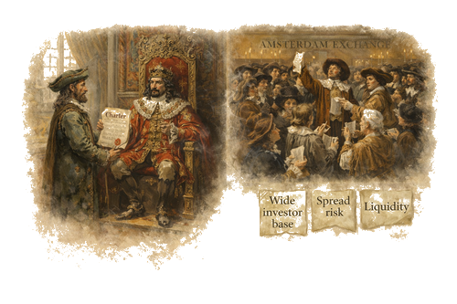 Royal charter and Amsterdam stock exchange